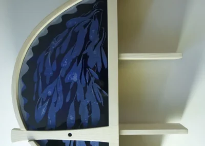 Cabinet with blue door closed