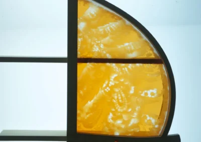 Cabinet with orange flashed glass